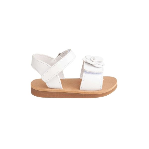 <span>POSEY</span> Toddler White PU Sandal w/Layered Flower Ornament - Image 2