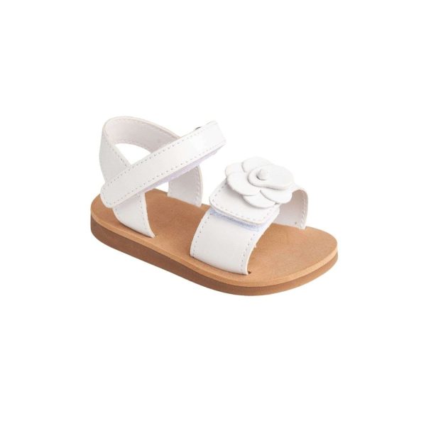 POSEY Toddler White PU Sandal w/Layered Flower Ornament