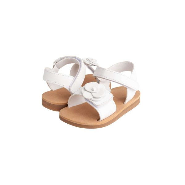 <span>POSEY</span> Toddler White PU Sandal w/Layered Flower Ornament - Image 8