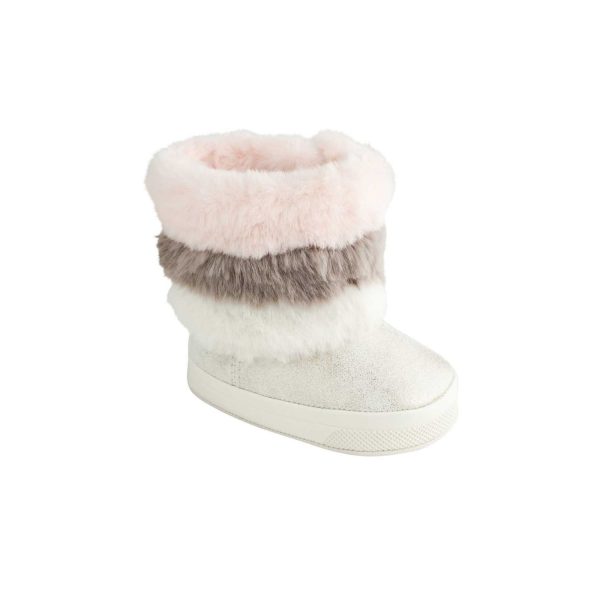 Sage Infant Ivory Shimmer Hi-Top w/Multi Faux Fur Trim