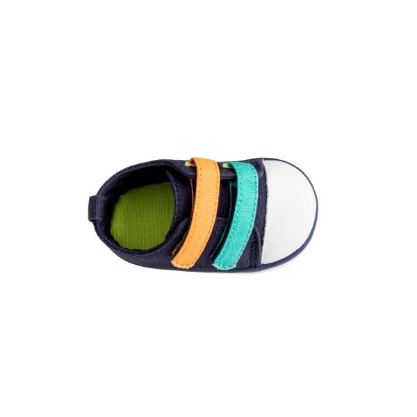 <span>SHAWN </span> Infant Navy Canvas Double Hook and Loop Sneaker with Dinosaur Embroidery - Image 6