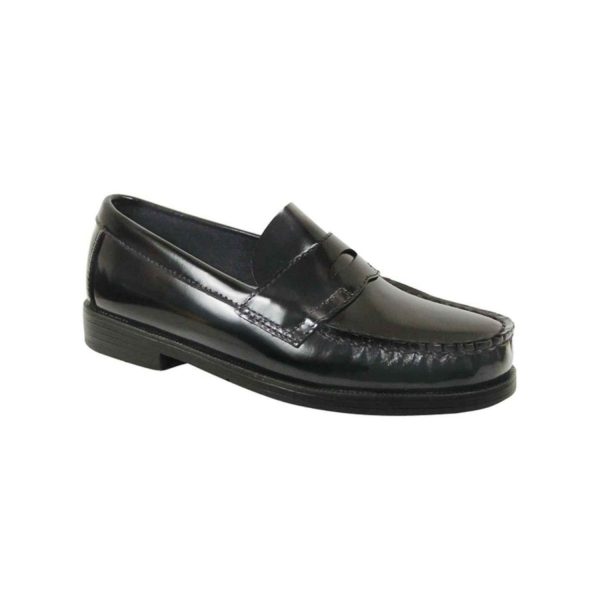 Simon Youth Black Leather Penny Loafers