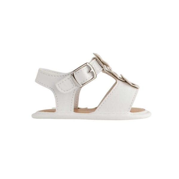 <span>Tammy</span> Infant White PU T-Strap Sandal with Flowers - Image 2