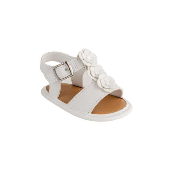 <span>Tammy</span> Infant White PU T-Strap Sandal with Flowers - Image 3