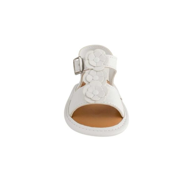 <span>Tammy</span> Infant White PU T-Strap Sandal with Flowers - Image 5