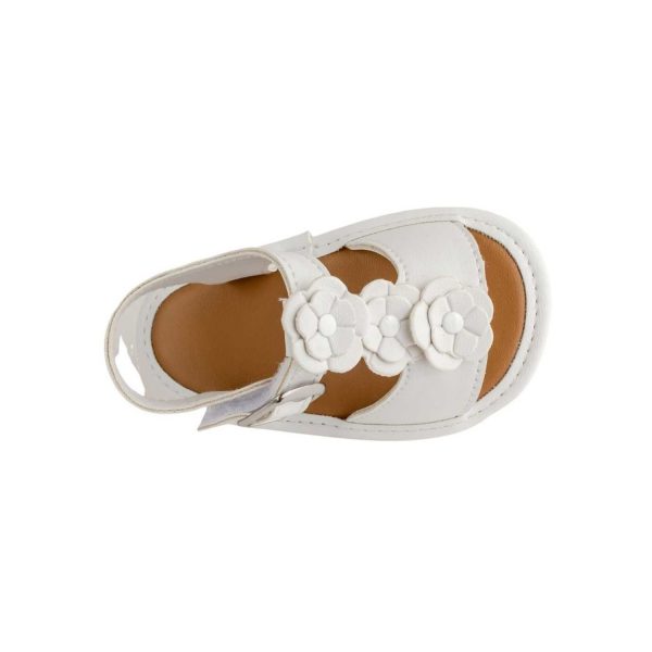<span>Tammy</span> Infant White PU T-Strap Sandal with Flowers - Image 7