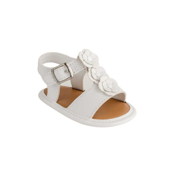Tammy Infant White PU T-Strap Sandal with Flowers