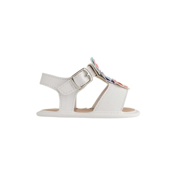 <span>Tammy</span> Infant White PU T-Strap Sandal with Multi-Colored Flowers - Image 2