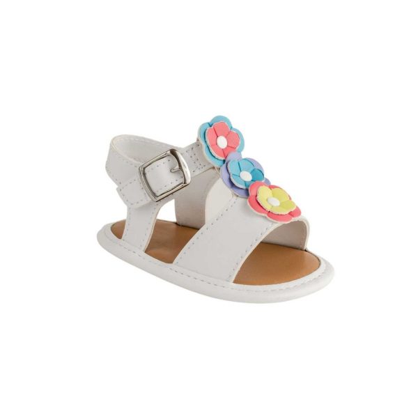 <span>Tammy</span> Infant White PU T-Strap Sandal with Multi-Colored Flowers - Image 3