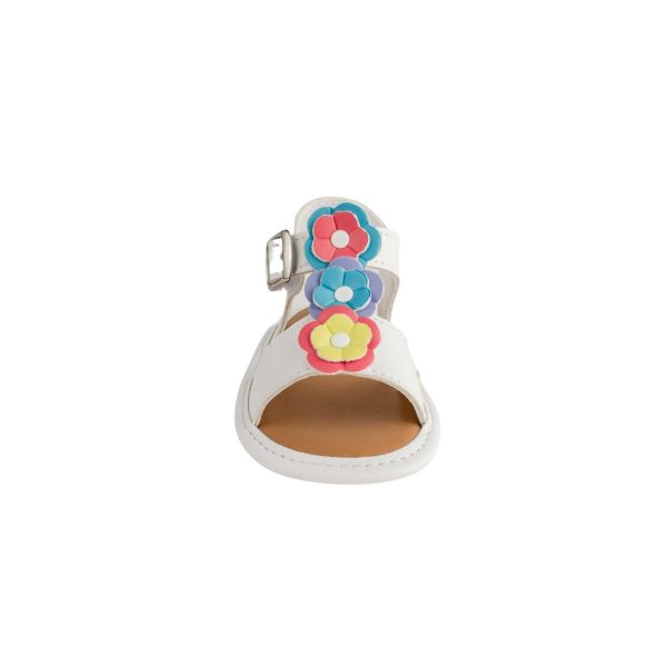 <span>Tammy</span> Infant White PU T-Strap Sandal with Multi-Colored Flowers - Image 5