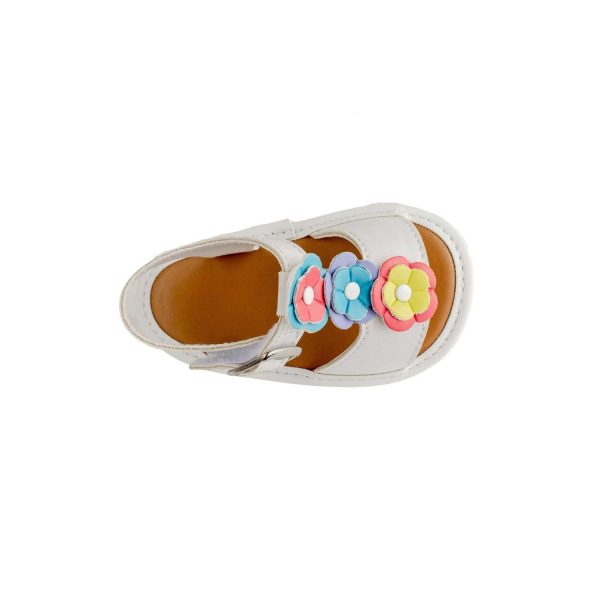 <span>Tammy</span> Infant White PU T-Strap Sandal with Multi-Colored Flowers - Image 7