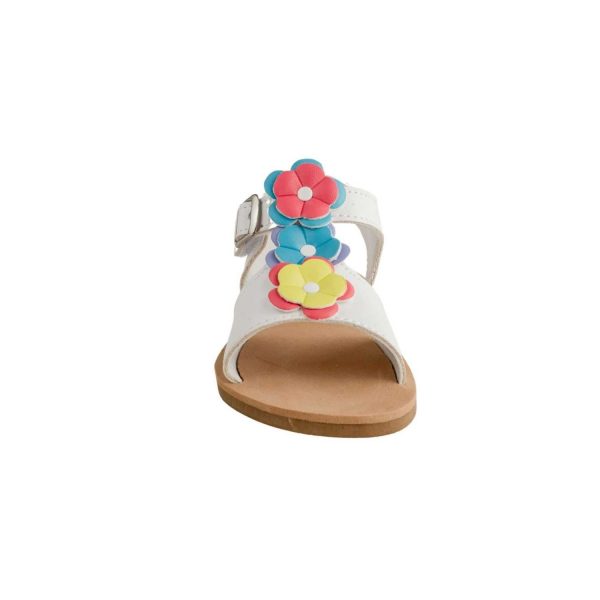 <span>Tammy</span> Toddler White PU T-Strap Sandal with Multi-Colored Flowers - Image 5