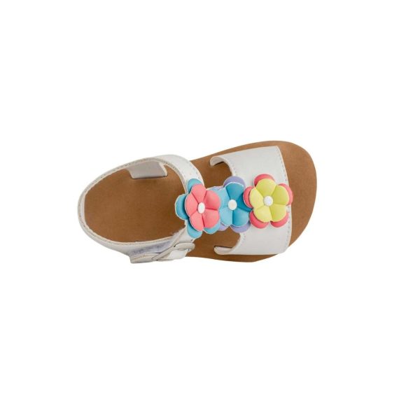 <span>Tammy</span> Toddler White PU T-Strap Sandal with Multi-Colored Flowers - Image 7