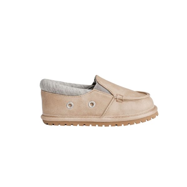 <span>THOMAS </span> Toddler Khaki Distressed Slip-on with Side Gore, Light Gray Trim - Image 2
