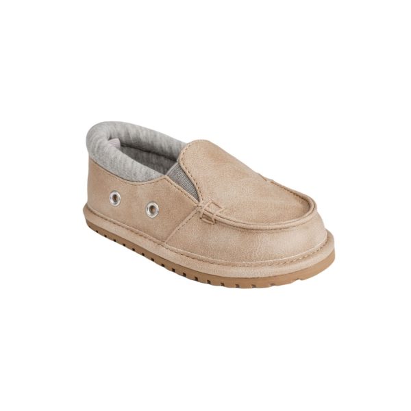<span>THOMAS </span> Toddler Khaki Distressed Slip-on with Side Gore, Light Gray Trim