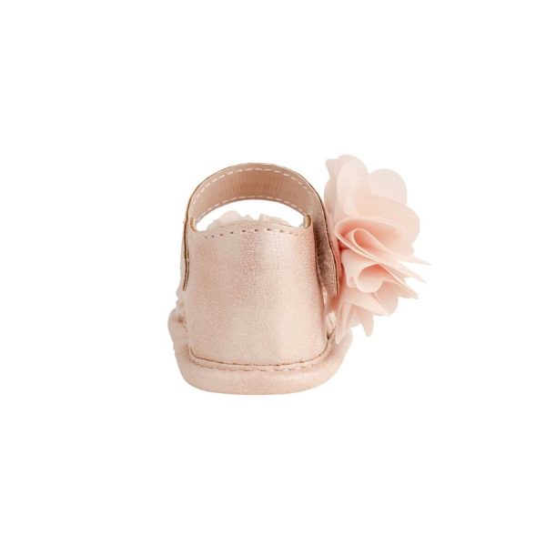 <span>Tiffany</span>  Infant Blush PU Sandal W/Dimensional Flower Fabric, Chiffon Flower - Image 6