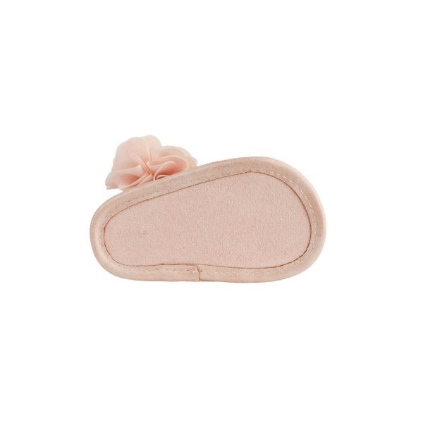 <span>Tiffany</span>  Infant Blush PU Sandal W/Dimensional Flower Fabric, Chiffon Flower - Image 8