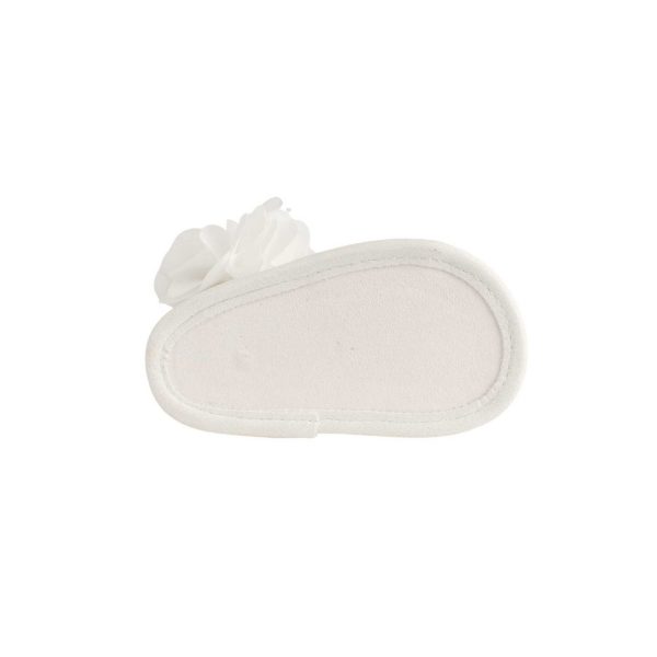 <span>Tiffany</span> Infant White PU Sandal W/Dimensional Flower Fabric, Chiffon Flower - Image 8