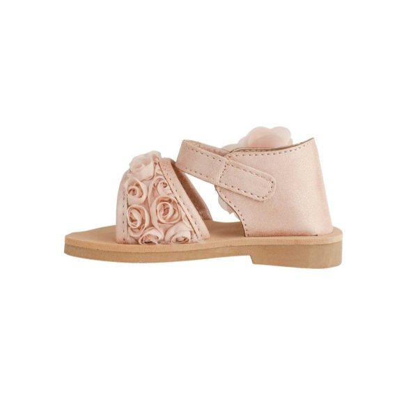 <span>Tiffany</span> Toddler Blush PU Sandal W/Dimensional Flower Fabric, Chiffon Flower - Image 4