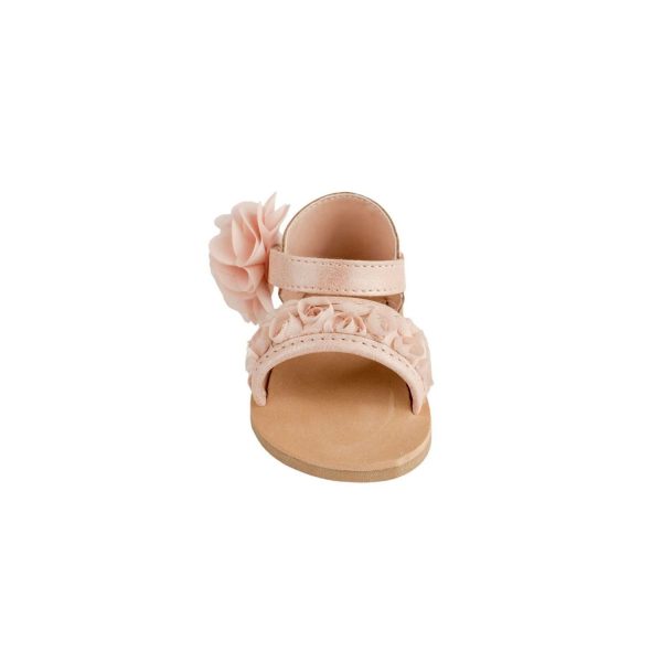 <span>Tiffany</span> Toddler Blush PU Sandal W/Dimensional Flower Fabric, Chiffon Flower - Image 5