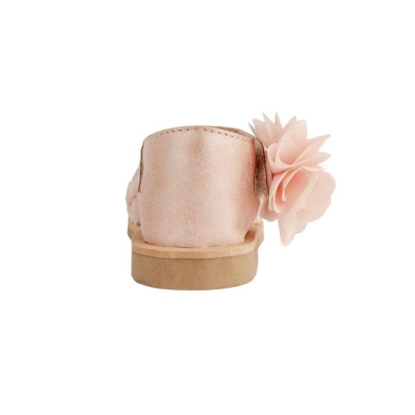 <span>Tiffany</span> Toddler Blush PU Sandal W/Dimensional Flower Fabric, Chiffon Flower - Image 6