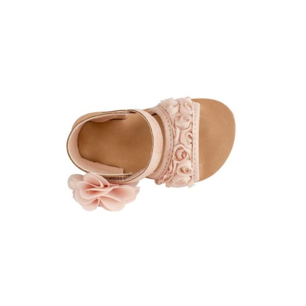 <span>Tiffany</span> Toddler Blush PU Sandal W/Dimensional Flower Fabric, Chiffon Flower - Image 7