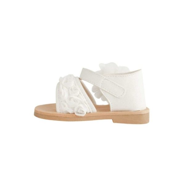 <span>Tiffany</span> Toddler White PU Sandal W/Dimensional Flower Fabric, Chiffon Flower - Image 4