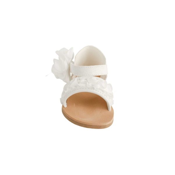 <span>Tiffany</span> Toddler White PU Sandal W/Dimensional Flower Fabric, Chiffon Flower - Image 5