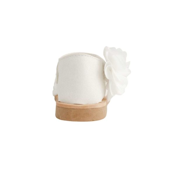 <span>Tiffany</span> Toddler White PU Sandal W/Dimensional Flower Fabric, Chiffon Flower - Image 6