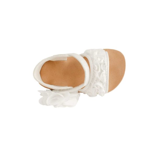 <span>Tiffany</span> Toddler White PU Sandal W/Dimensional Flower Fabric, Chiffon Flower - Image 7