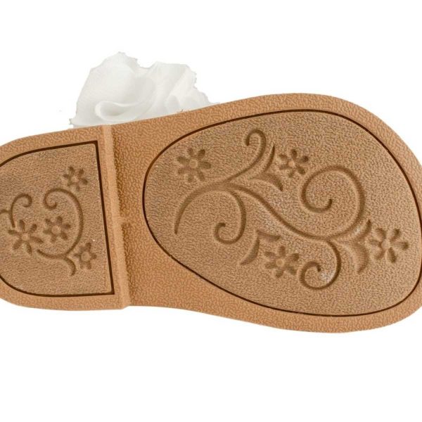 <span>Tiffany</span> Toddler White PU Sandal W/Dimensional Flower Fabric, Chiffon Flower - Image 8