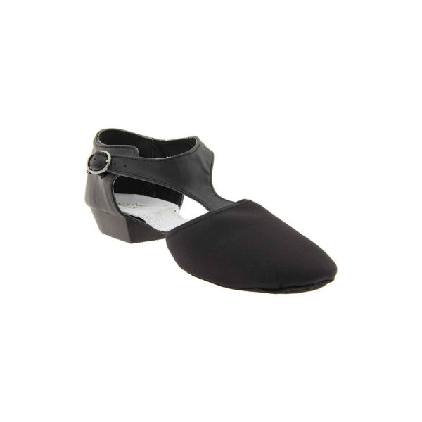 Tiffany Women's Black Leather Jazz Shoes with Heels