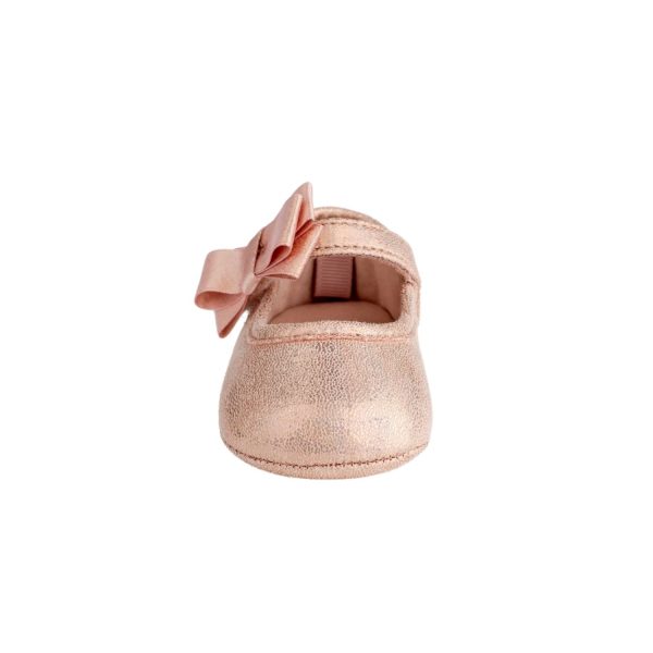 <span>TRINA</span> Infant Rose Gold Shimmer One Strap Skimmer with Bow - Image 4
