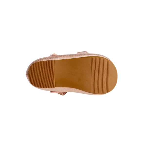 <span>TRINA </span> Toddler Rose Gold Shimmer One Strap Skimmer with Grosgrain Bow - Image 7