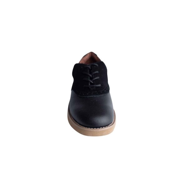 <span>Upper Class</span> Women’s Black Leather Tan Sole Saddle Oxfords - Image 6