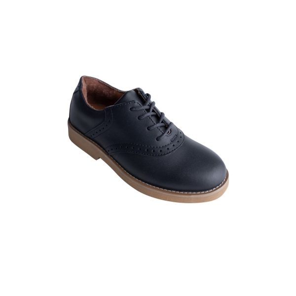 Upper Class Women’s Navy Leather Oxfords Tan Sole
