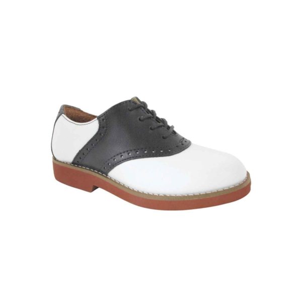 Upper Class Youth White/Black Leather Saddle Oxfords