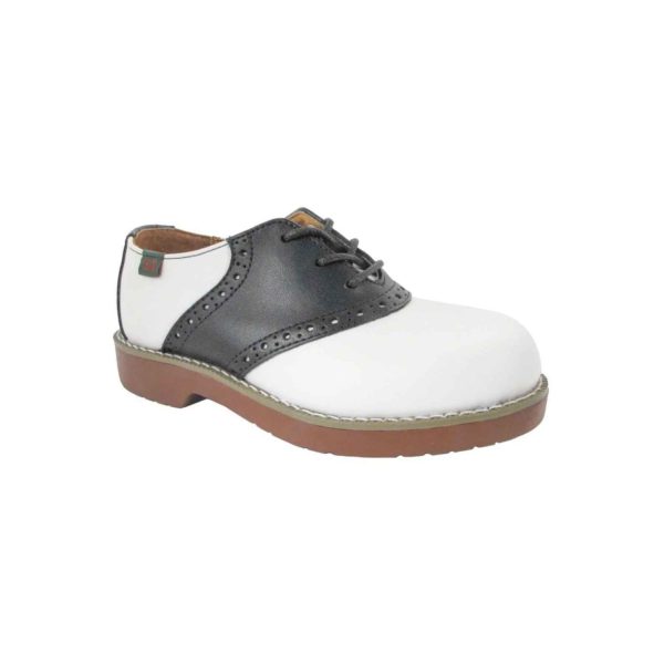 Varsity Youth White/Black Leather Saddle Oxfords