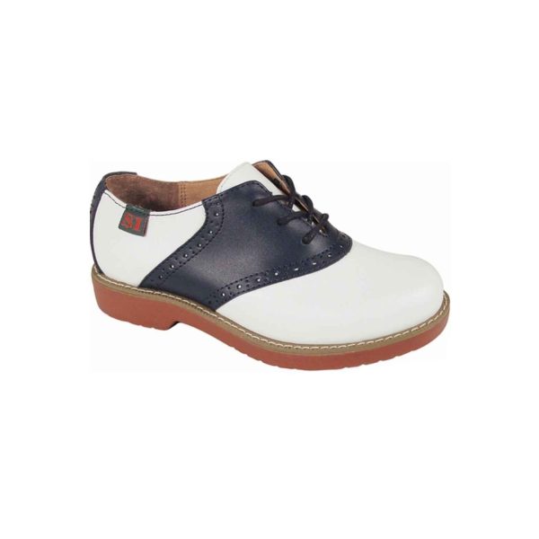 Varsity Youth White/Navy Leather Saddle Oxfords