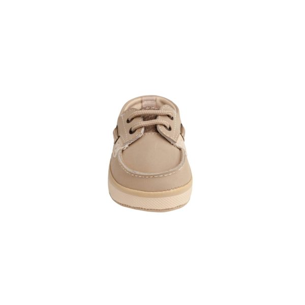 <span> WALKER II </span>  Infant Tan Leather Deck Shoe with Mesh Trim - Image 4