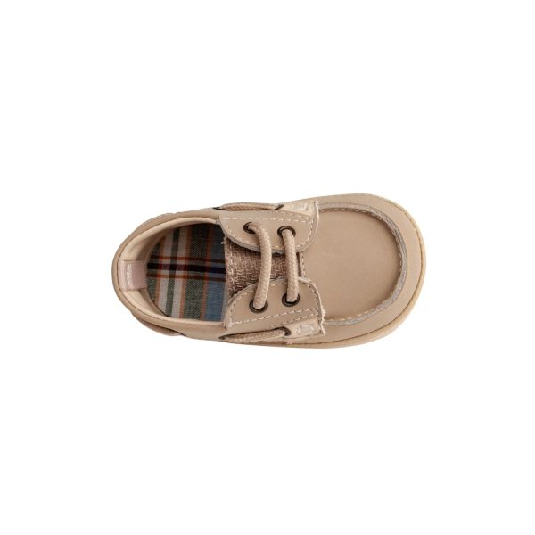 <span> WALKER II </span>  Infant Tan Leather Deck Shoe with Mesh Trim - Image 7