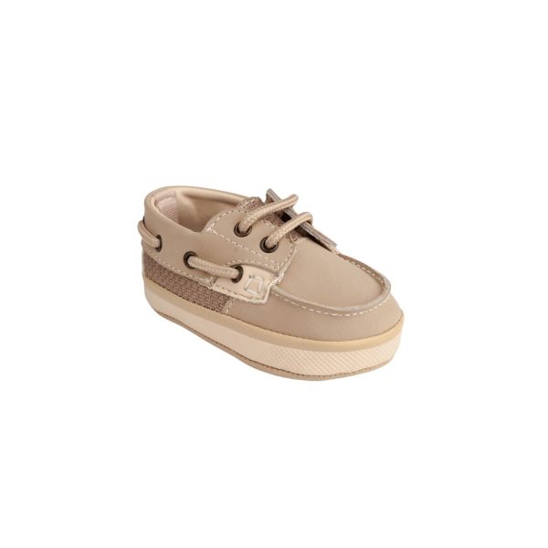 WALKER II Infant Tan Leather Deck Shoe with Mesh Trim
