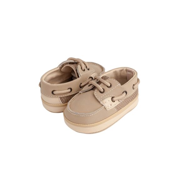 <span> WALKER II </span>  Infant Tan Leather Deck Shoe with Mesh Trim - Image 9