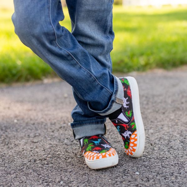 <span>WATSON</span> Youth Black Canvas Twin Gore Dino Sneakers - Image 8