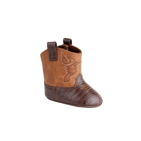 <span>WAYLON </span> Infant Brown PU Textured Western Boot w/Embroidery - Image 2