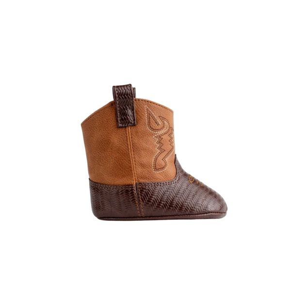 <span>WAYLON </span> Infant Brown PU Textured Western Boot w/Embroidery - Image 3