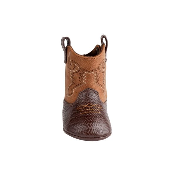 <span>WAYLON </span> Infant Brown PU Textured Western Boot w/Embroidery - Image 4