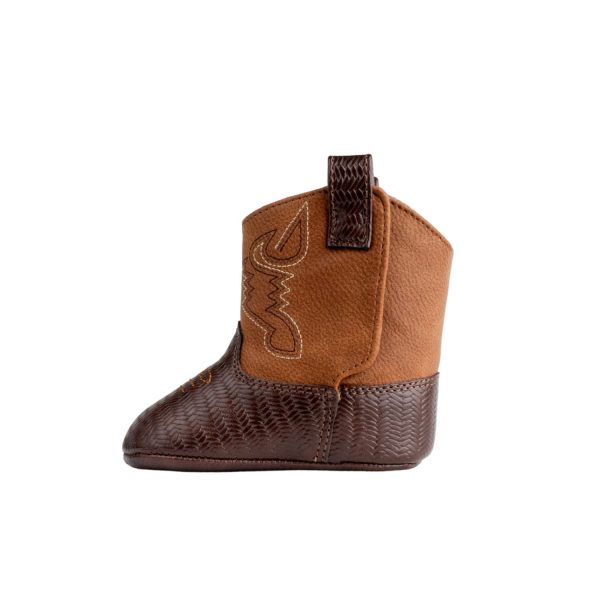 <span>WAYLON </span> Infant Brown PU Textured Western Boot w/Embroidery - Image 5