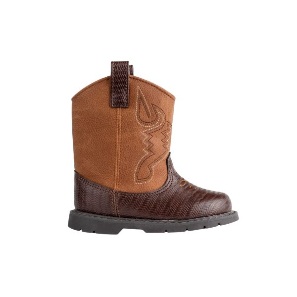 <span>WAYLON </span> Toddler Brown PU/Textured PU Western Boot w/Embroidery - Image 2