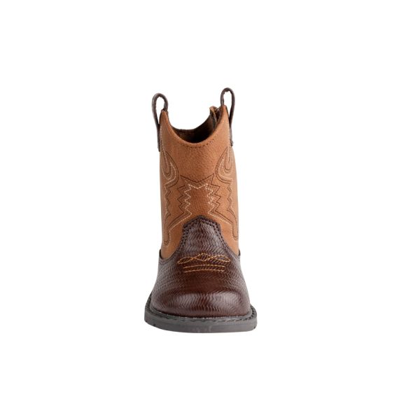 <span>WAYLON </span> Toddler Brown PU/Textured PU Western Boot w/Embroidery - Image 3